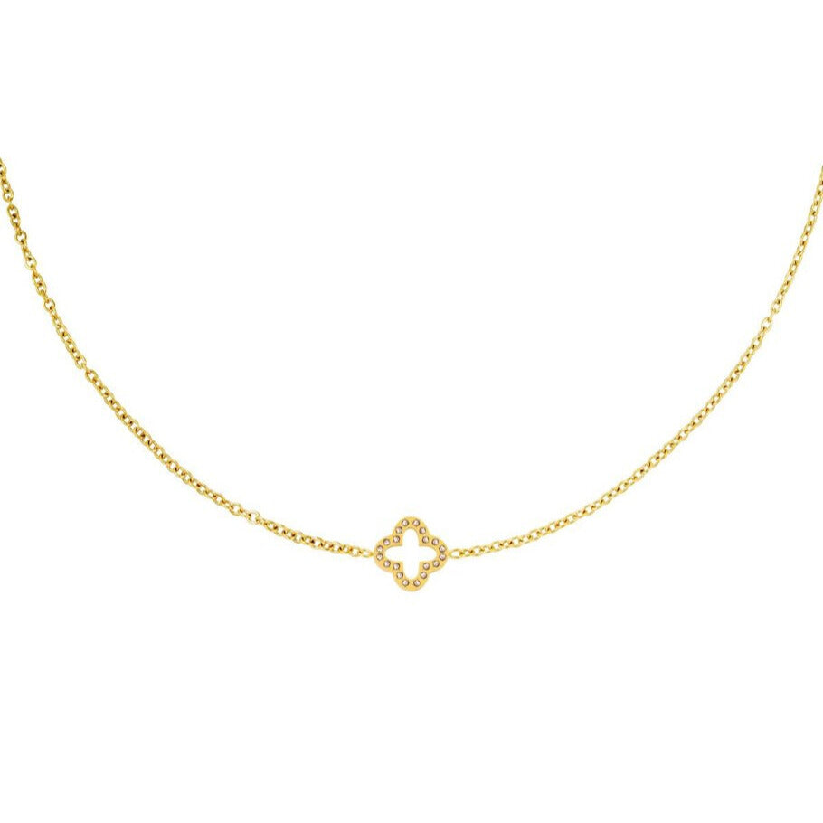 French Riviera | Fortune clover surgical steel necklace (gold) 