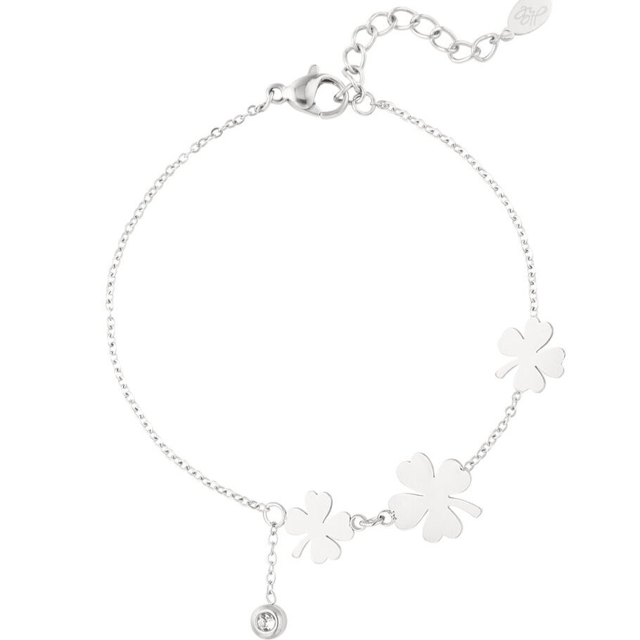French Riviera | Lucky – lucky clover surgical steel bracelet (silver)