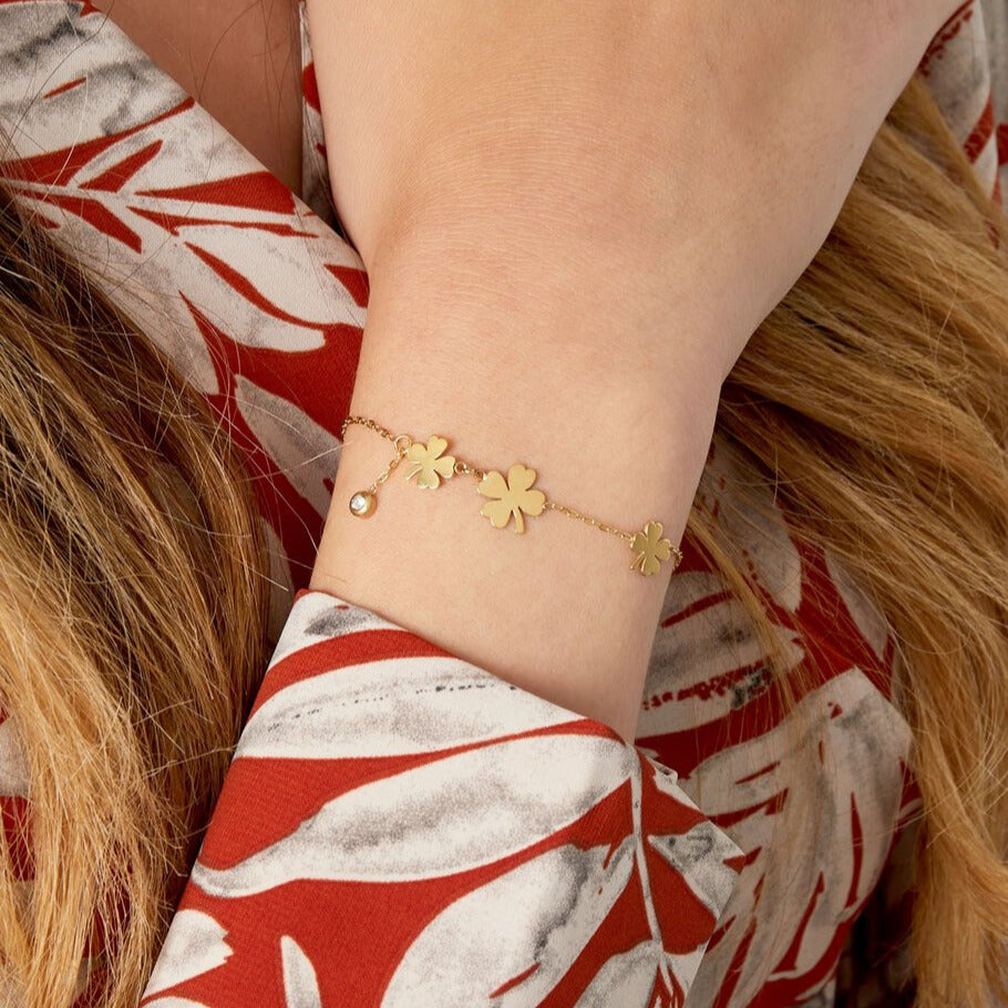 French Riviera | Lucky – lucky clover surgical steel bracelet (silver)