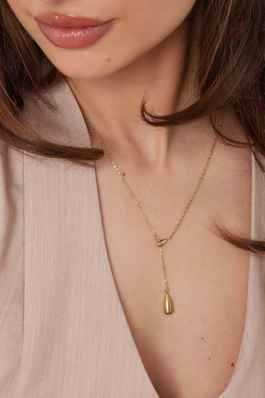 French Riviera | Pure Drop – surgical steel drop pendant necklace (gold) 