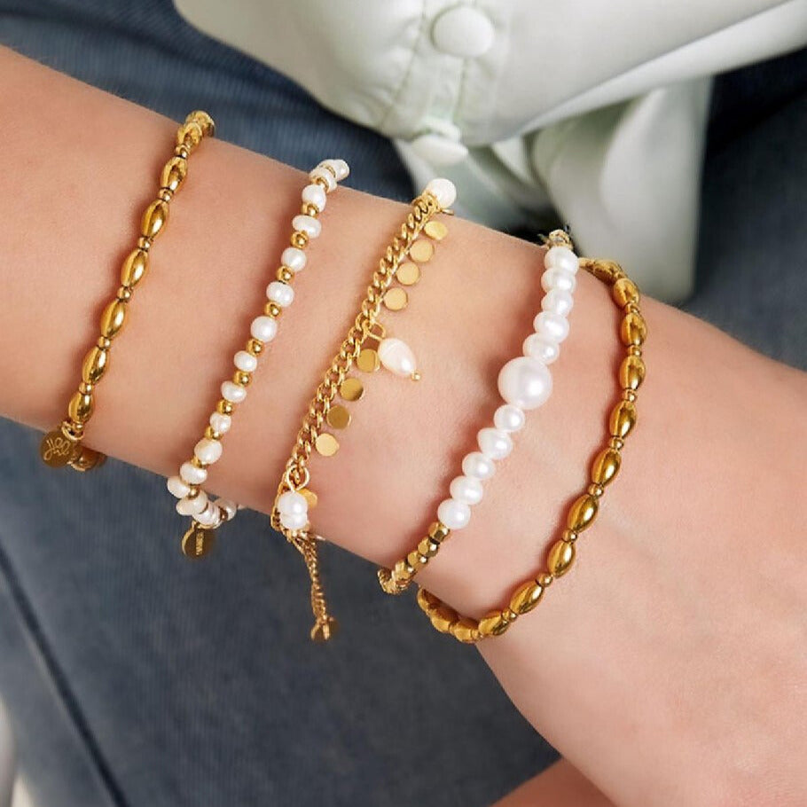 French Riviera | Luna Pearl – freshwater pearl bracelet made of surgical steel 