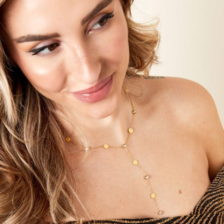 French Riviera | Ella Grace – Y-necklace in surgical steel (gold) 