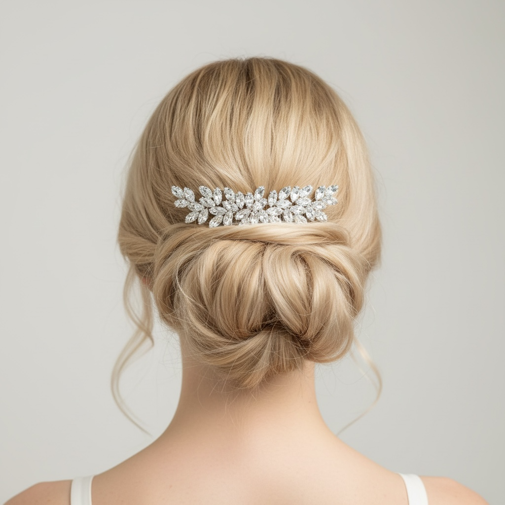 ROMANCE | Arianna silver-tone clear stone bun decoration