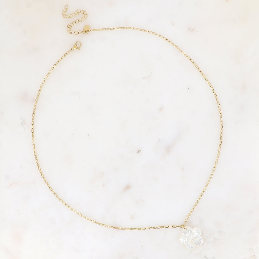 BOHM PARIS | Collier Fleur de Nacre – white mother-of-pearl flower necklace