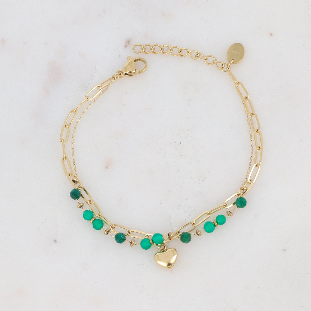 BOHM PARIS | Bracelet Coeur d’Émeraude – vihreä sydänrannekoru