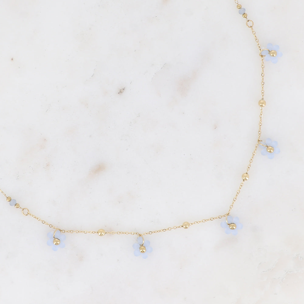 BOHM PARIS | Collier Ciel Bloom – light blue flower necklace