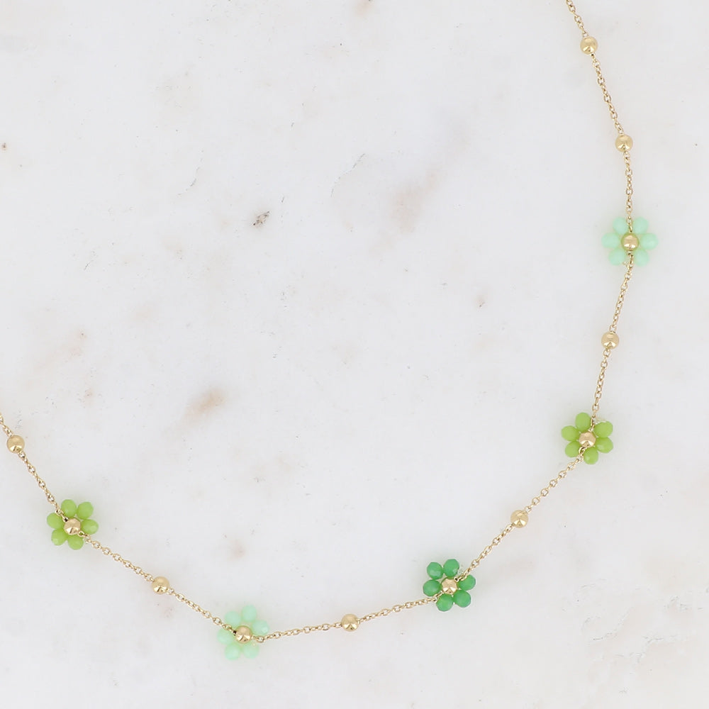 BOHM PARIS | Collier Vert Bloom Line – vihreä kukkakaulakoru