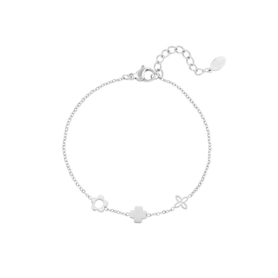 FRENCH RIVIERA | Lucky Petals clover bracelet made of surgical steel (silver)