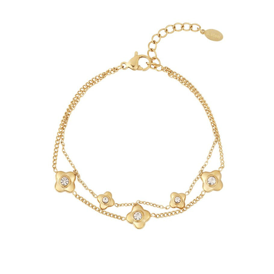 FRENCH RIVIERA | Fleurine flower-adorned surgical steel bracelet (gold)