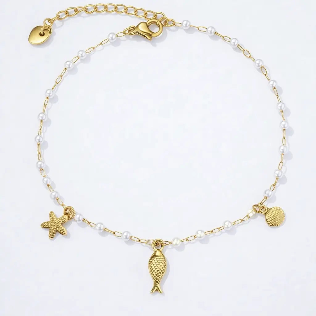 FRENCH RIVIERA | Sea Poem – anklet with shell and pearls