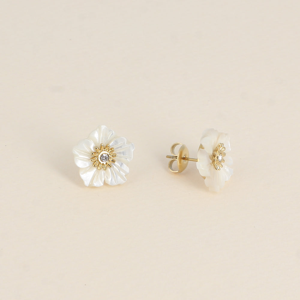 BOHM PARIS | Boucles Elfie - helmiäiskukka korvanapit kristallilla