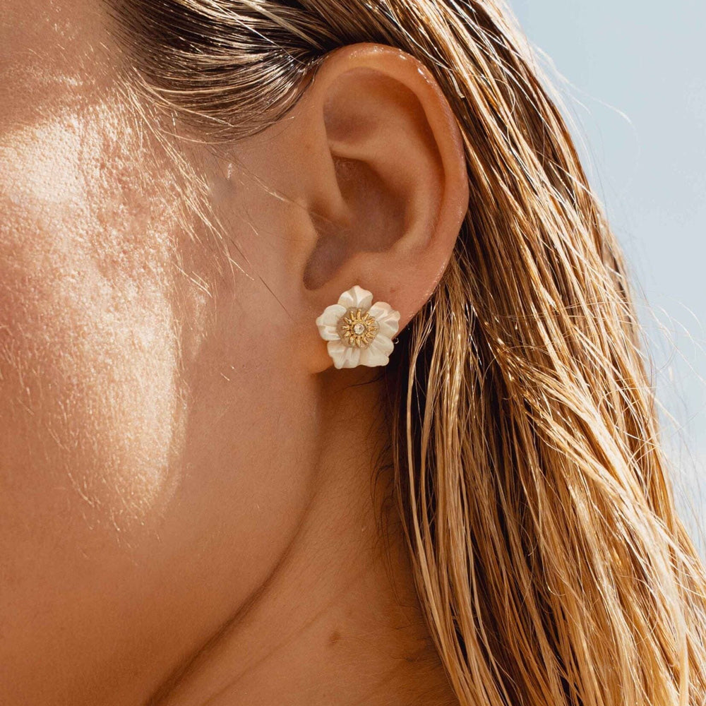 BOHM PARIS | Boucles Corail Bloom – orange stud earrings