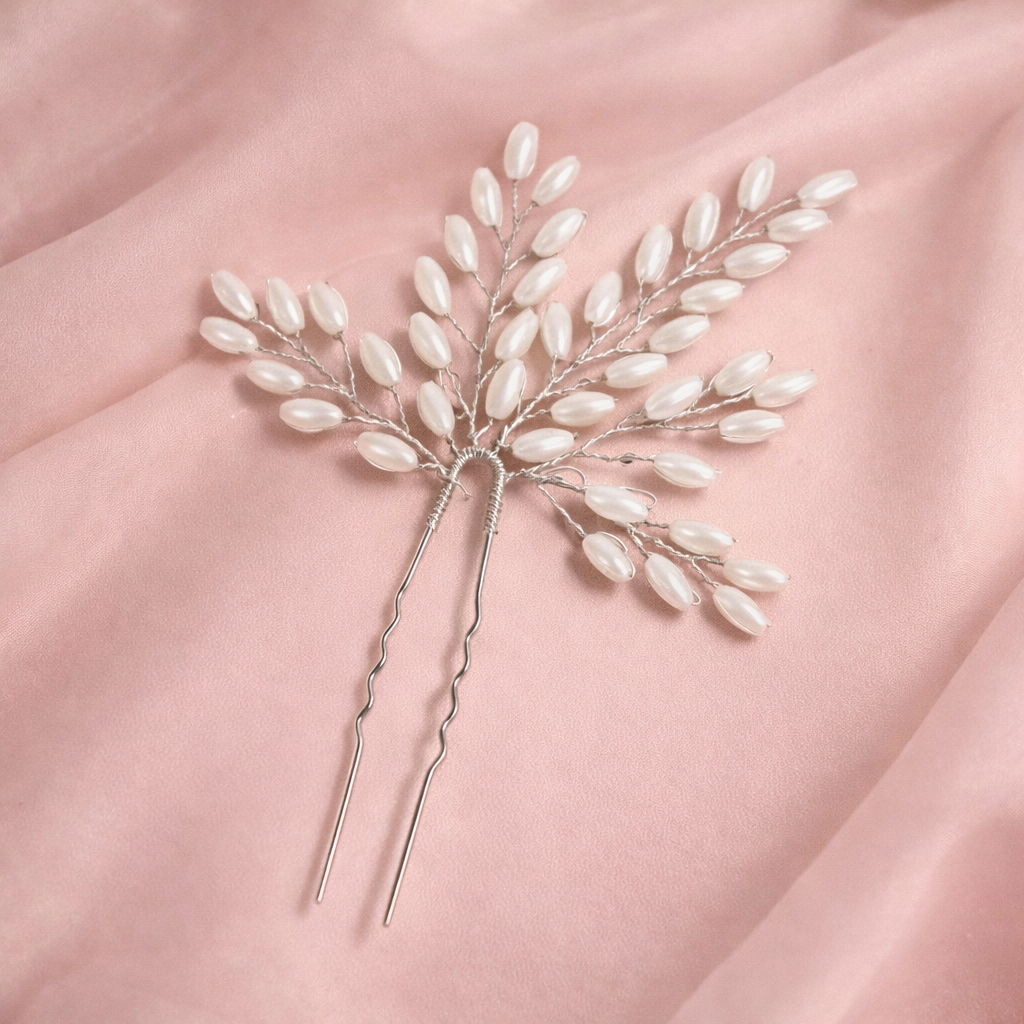 Hair ornament|ROMANCE, Emily -silver-colored hair ornament with pearl