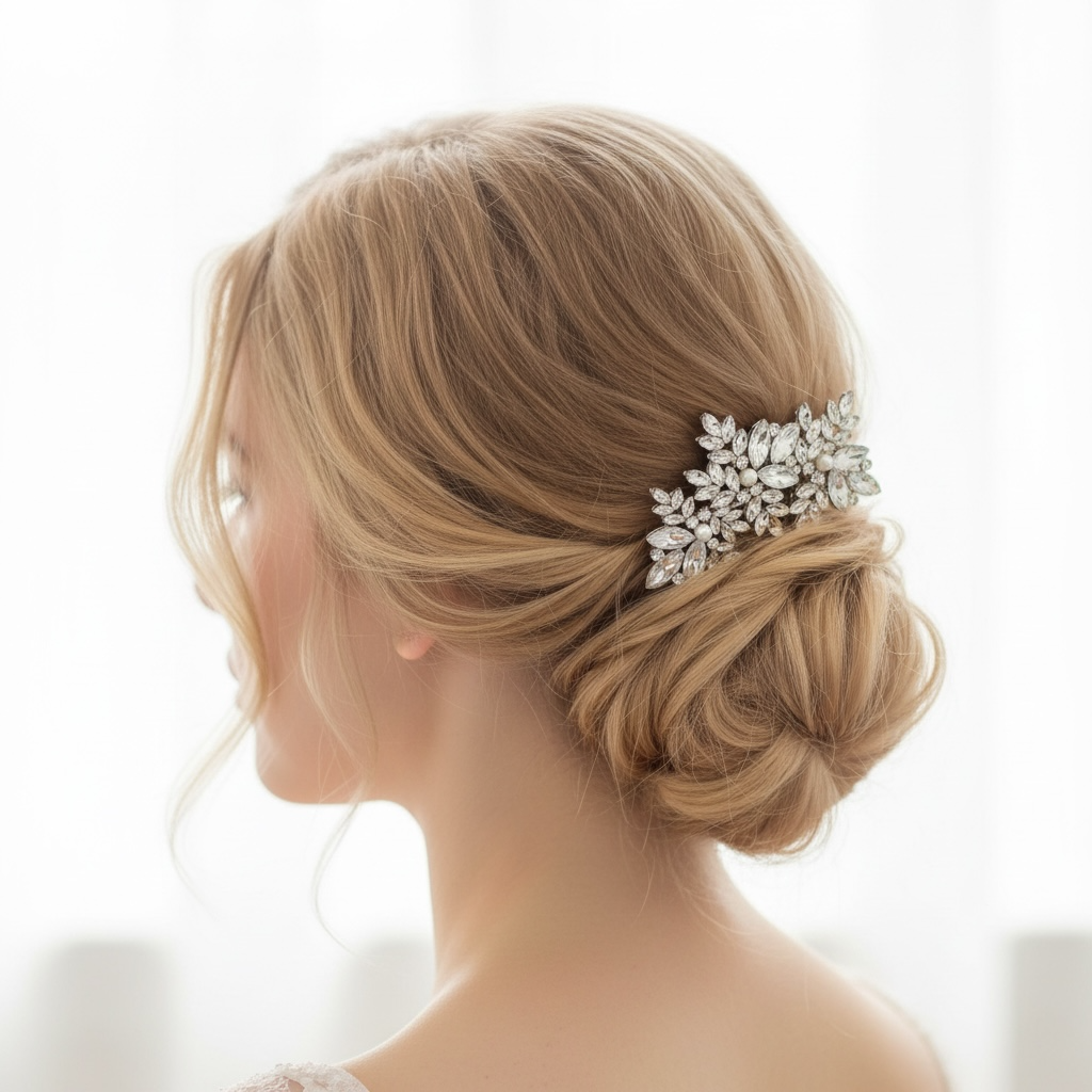ROMANCE | Isabeau – silver-tone clear stone bun decoration