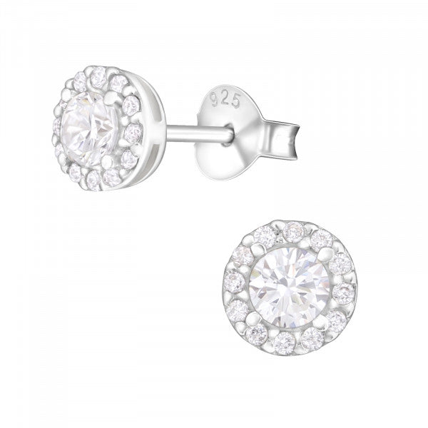 Silver studs, Elenora – elegant crystal earrings