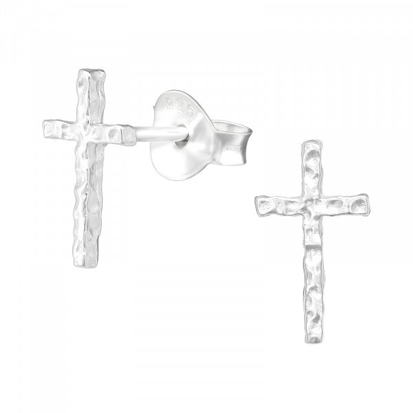 Silver studs, Faith – silver cross earrings