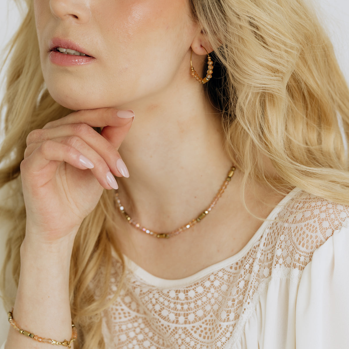 Jolie Sand handmade bracelet (sand tones, gold)