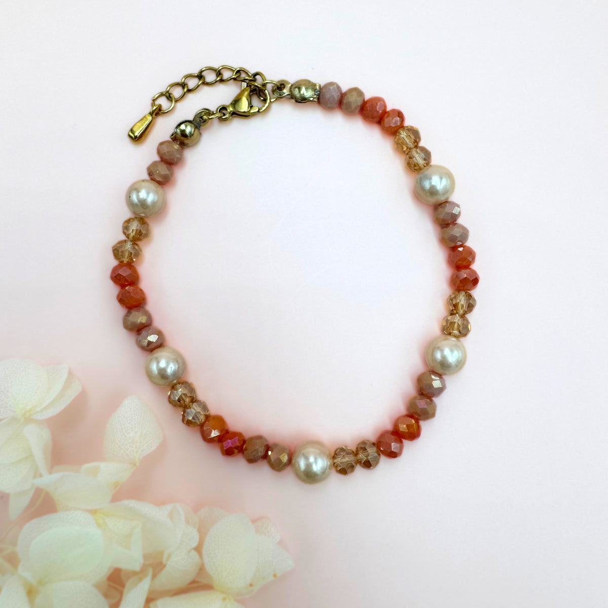 Jolie Sunset Handmade Bracelet (Sunset Tones, Gold)