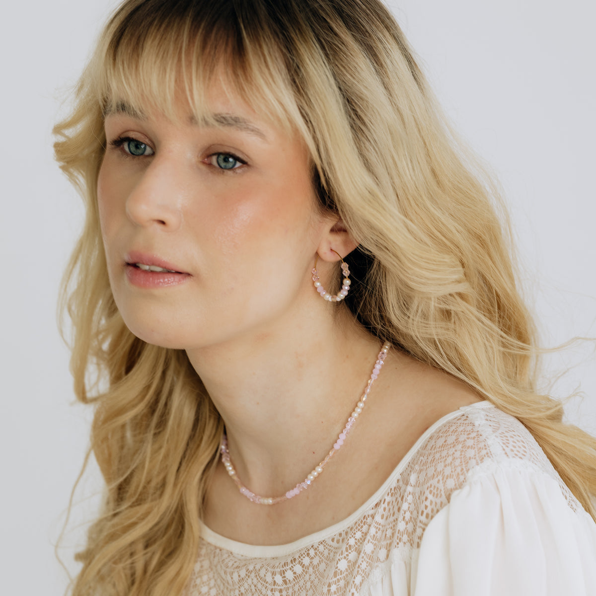 Jolie Rose handmade necklace (shades of pink, gold)