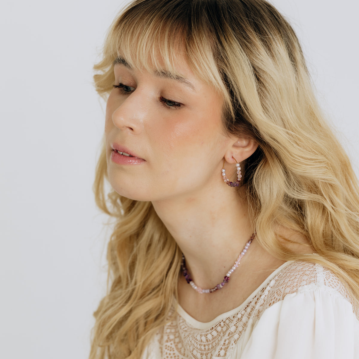 Jolie Amethyst handmade pearl rings (purple tones, gold)