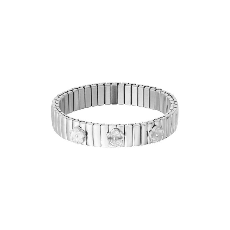 FRENCH RIVIERA | Bloom surgical steel bracelet with flowers (silver)
