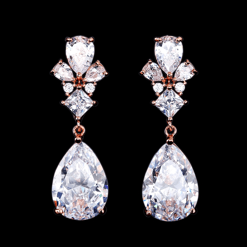 ATHENA BRIDAL | Luxury Sara Earrings - rose gold drop earrings