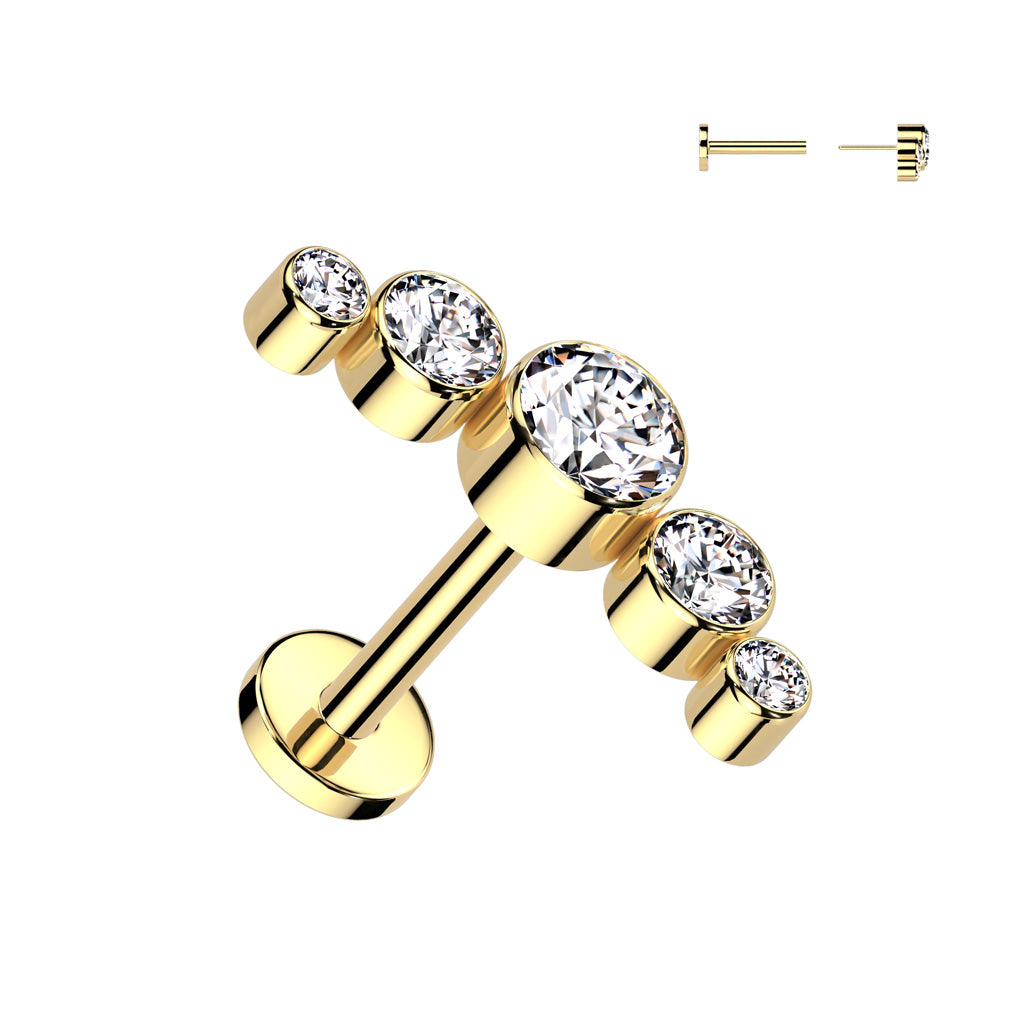 Labret 1,2mm, Nova Glow – kaareva titaaninen rustokoru (kulta, push in)