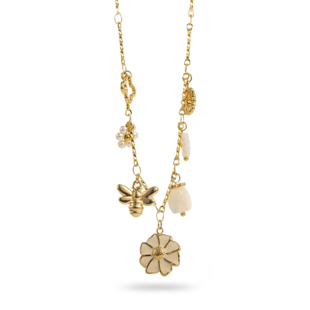 FRENCH RIVIERA | Belle Saison mascot-embossed surgical steel necklace (white) 