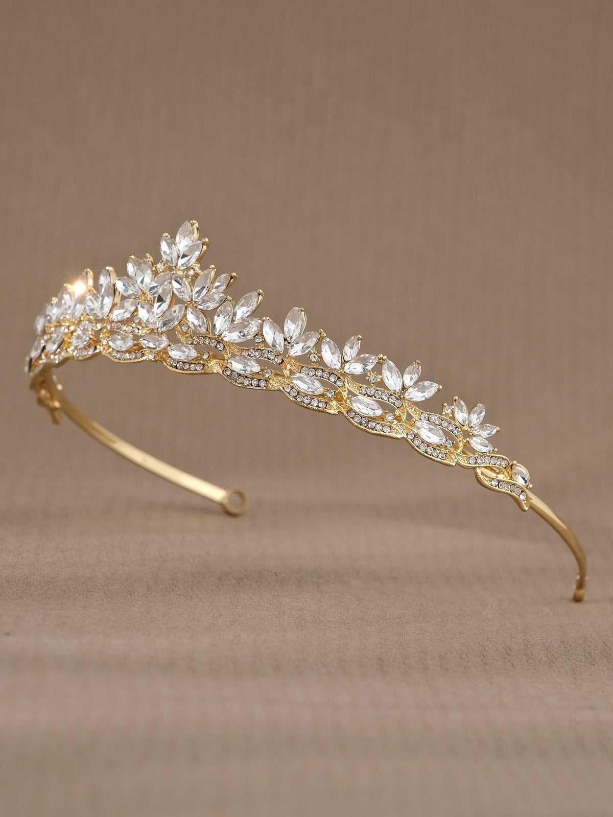 ROMANCE, Augusta gold-colored tiara with bright stones