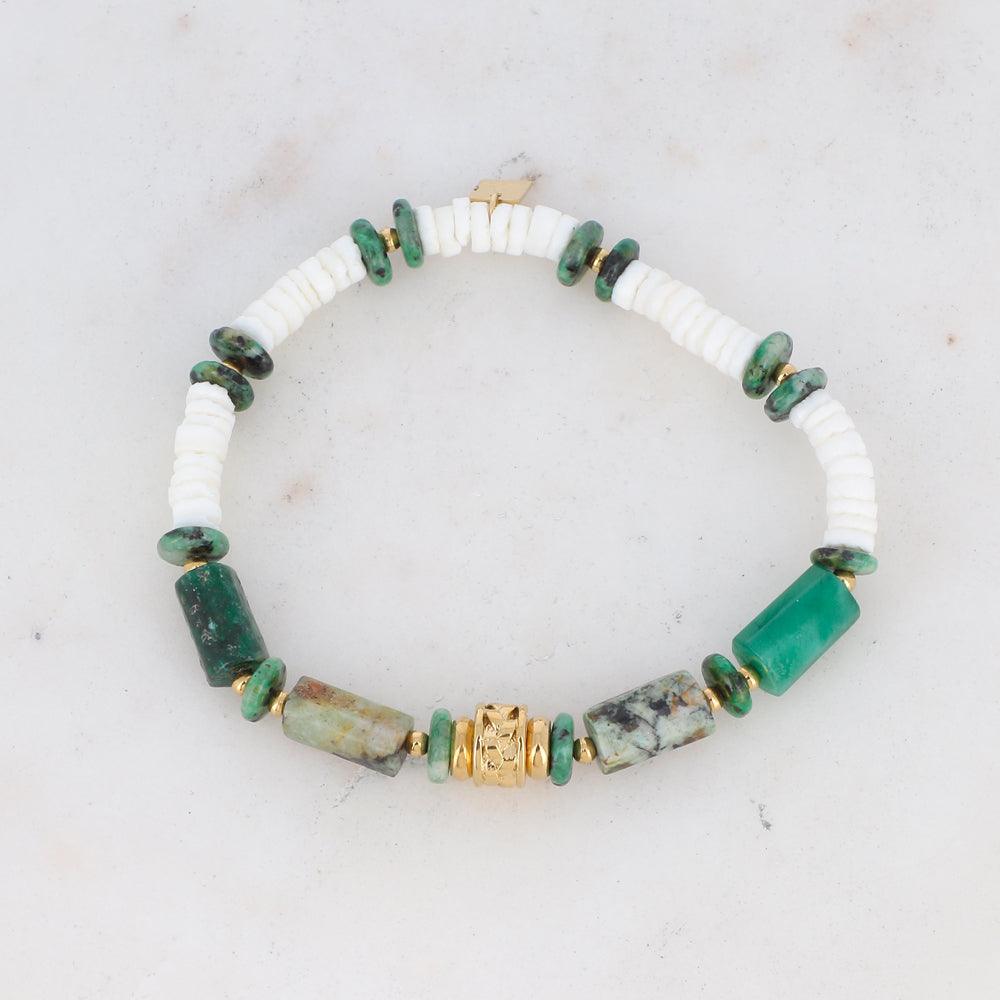 BOHM PARIS | Bracelet Cylindre -vihreä luonnonkivirannekoru