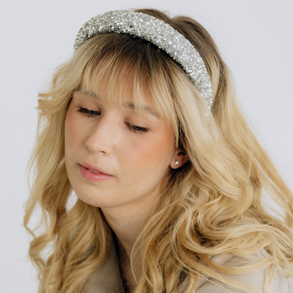 SUGAR SUGAR®, Sparkle Blush - Glitter Stuffed Headband (Silver)