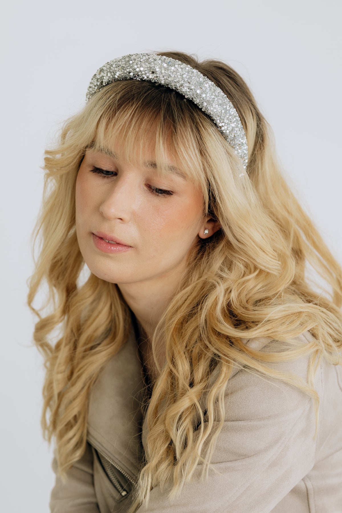 SUGAR SUGAR®, Sparkle Blush - Glitter Stuffed Headband (Silver)