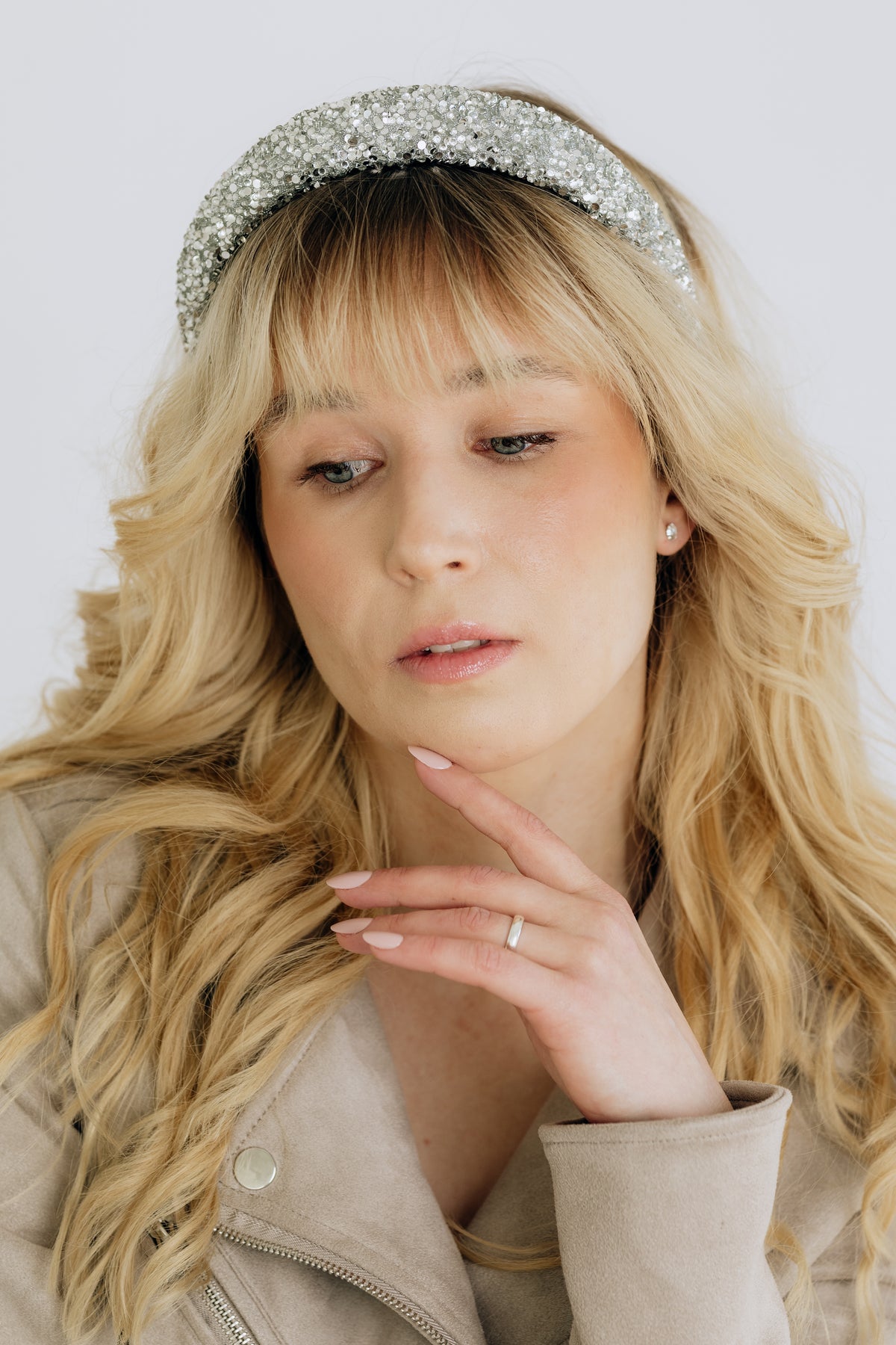 SUGAR SUGAR®, Sparkle Blush - Glitter Stuffed Headband (Silver)