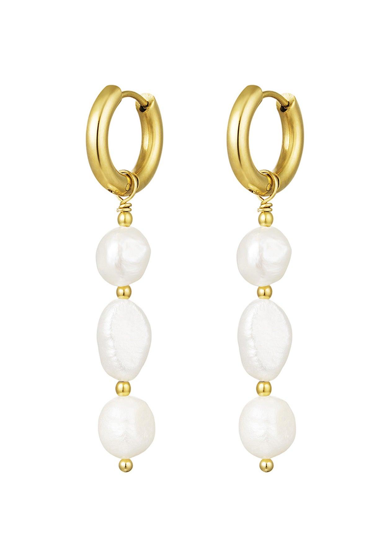 FRENCH RIVIERA | Juliette -kullanväriset kirurginteräsrenkaat helmin