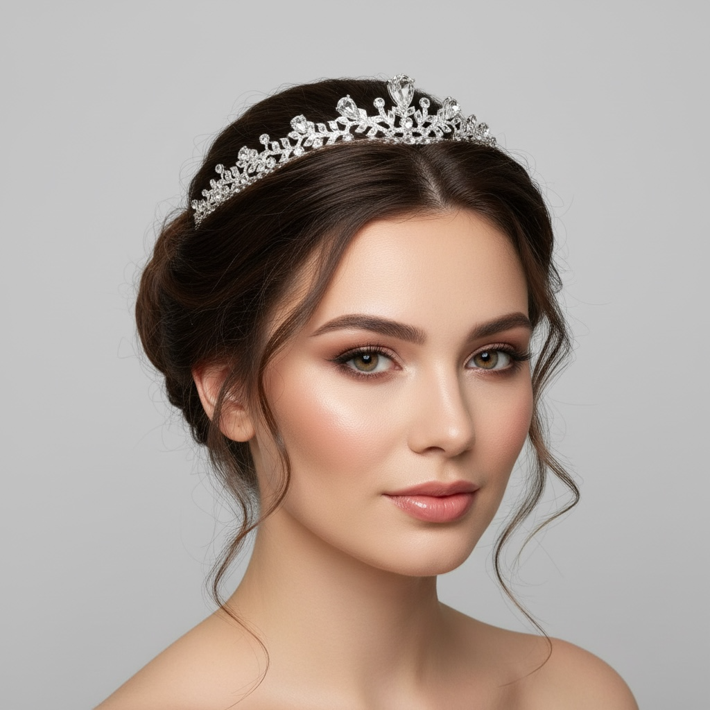 ROMANCE | Charlotta – silver-colored tiara with bright stones 