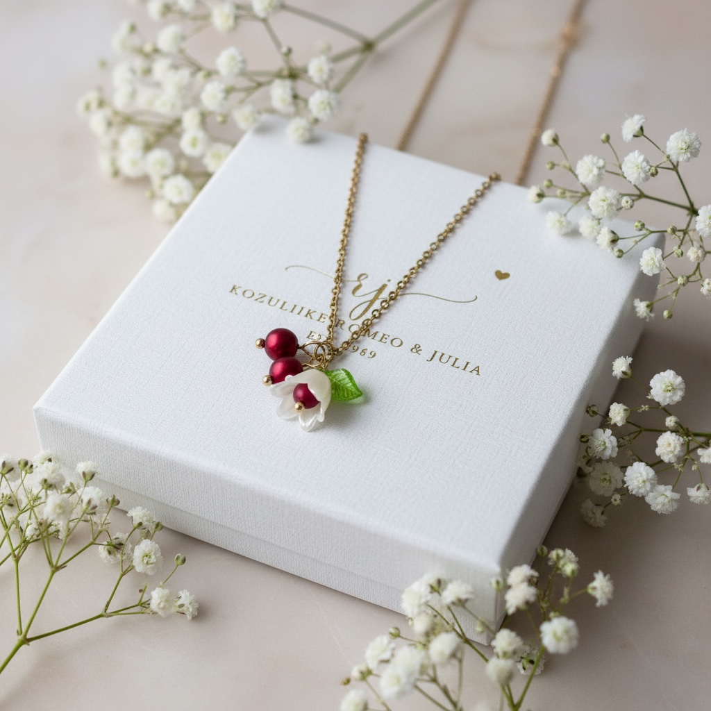 Floréa Christmas berry handmade flower necklace