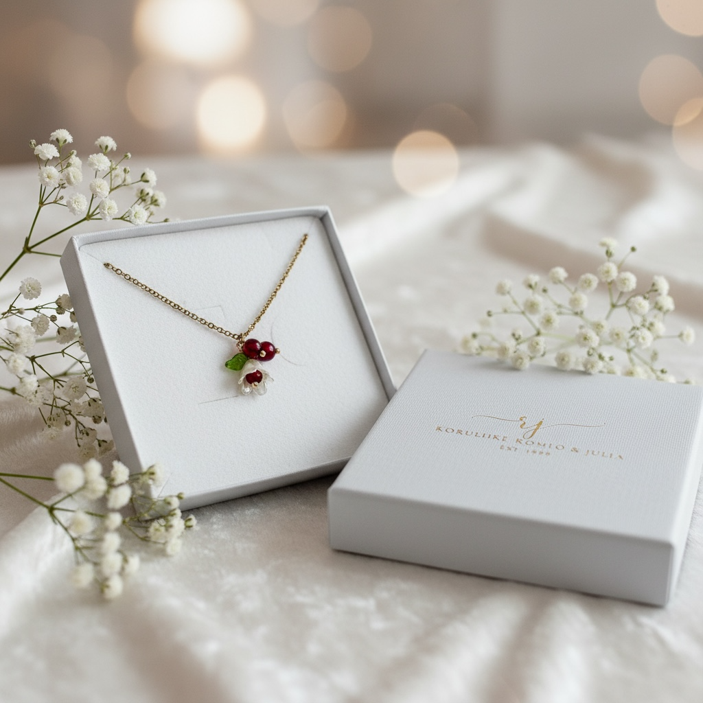 Floréa Christmas berry handmade flower necklace