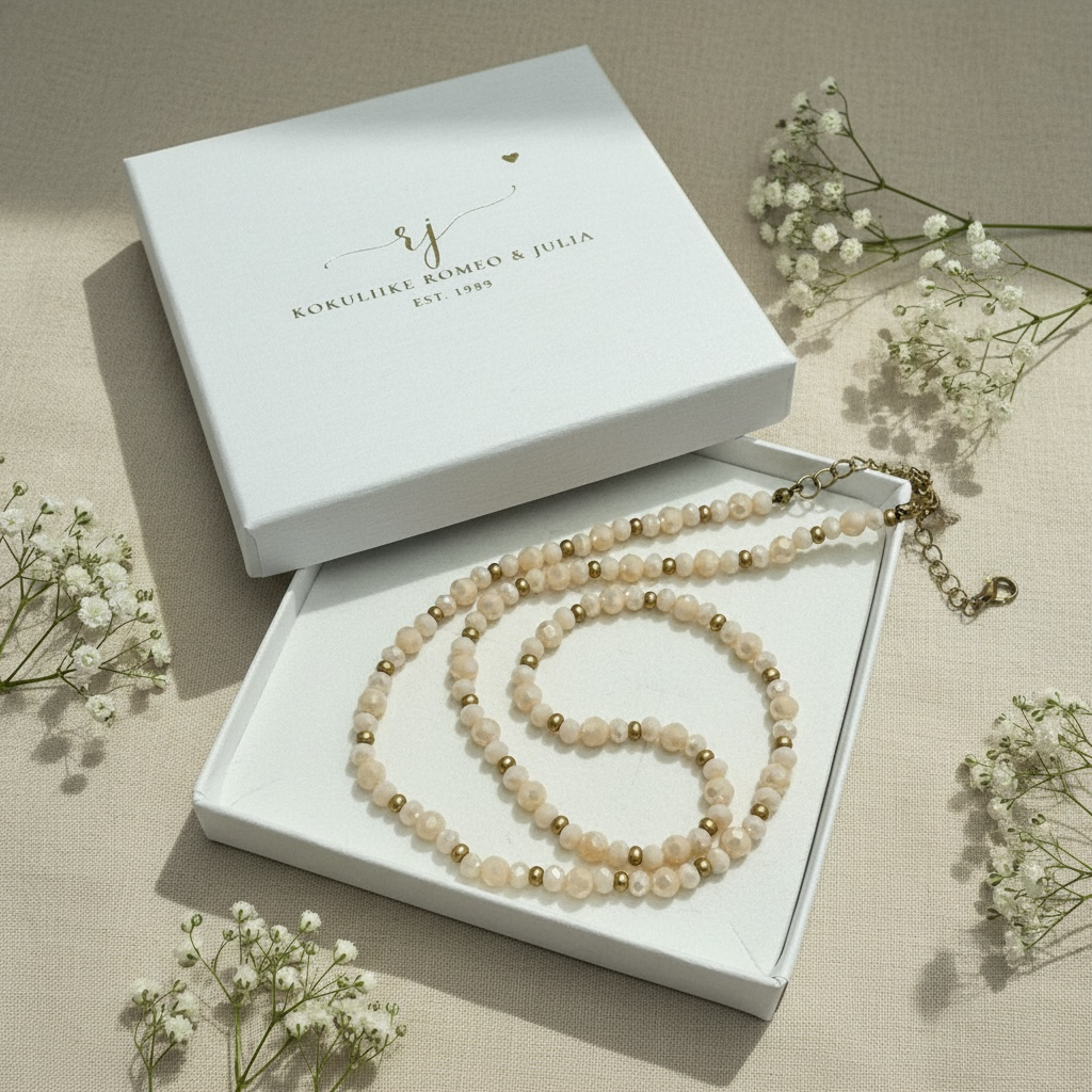 Jolie Soft Powder - handmade powder-toned pearl necklace