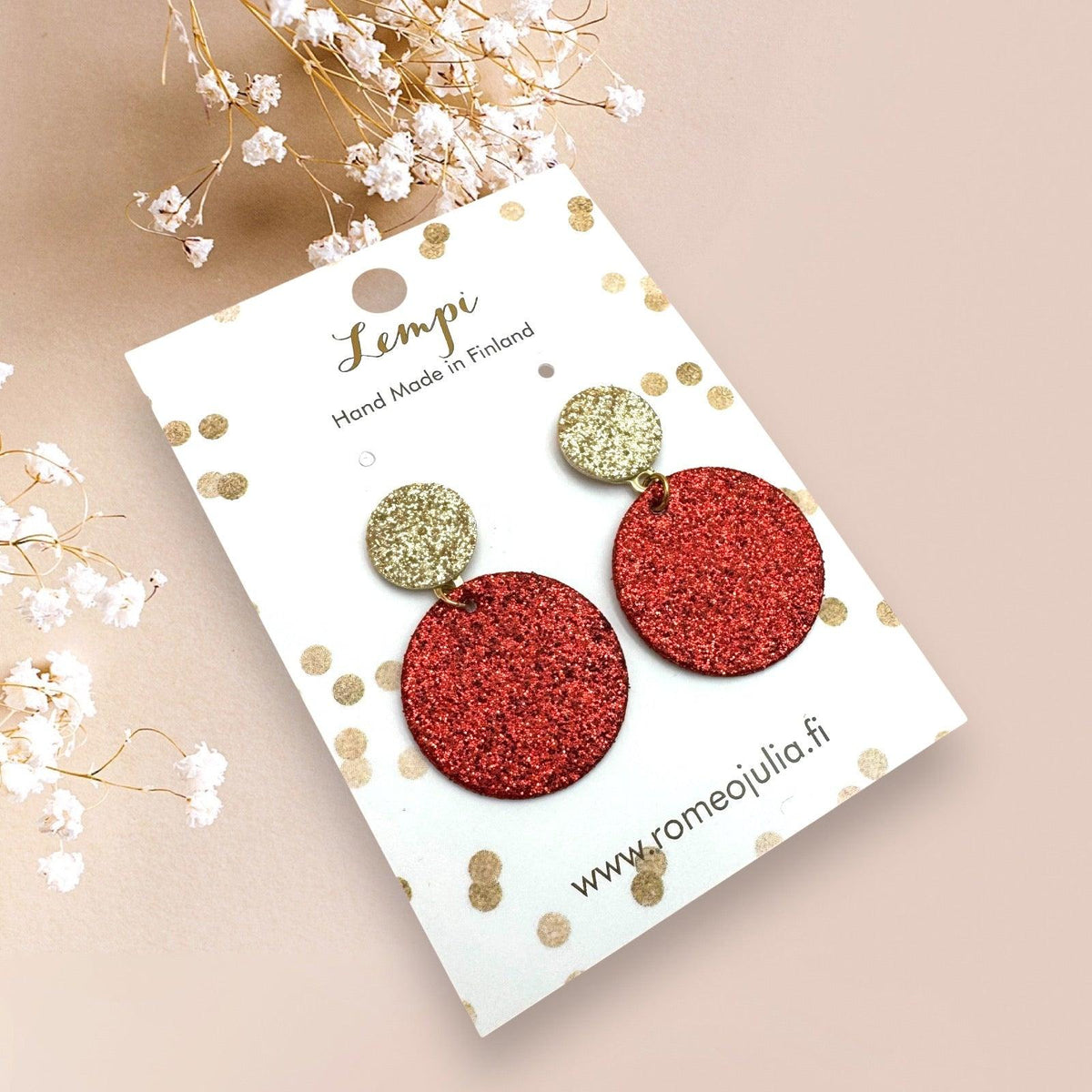 LEMPI® earrings, Seela (red glitter)