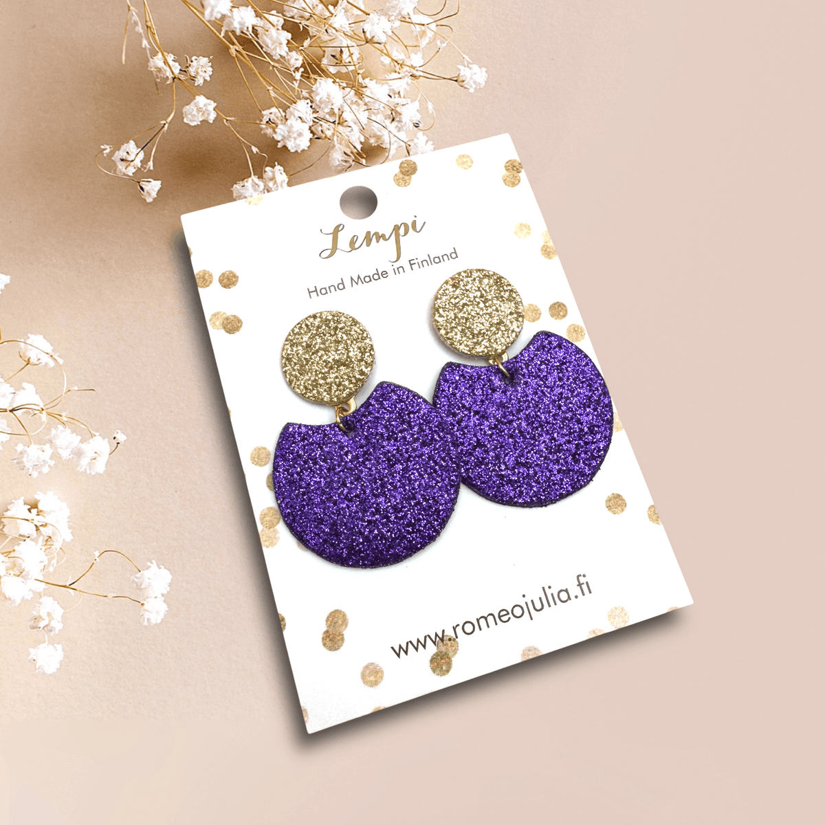 LEMPI®-korvakorut, Tilda -koko S (glitter violetti - glitter kulta)