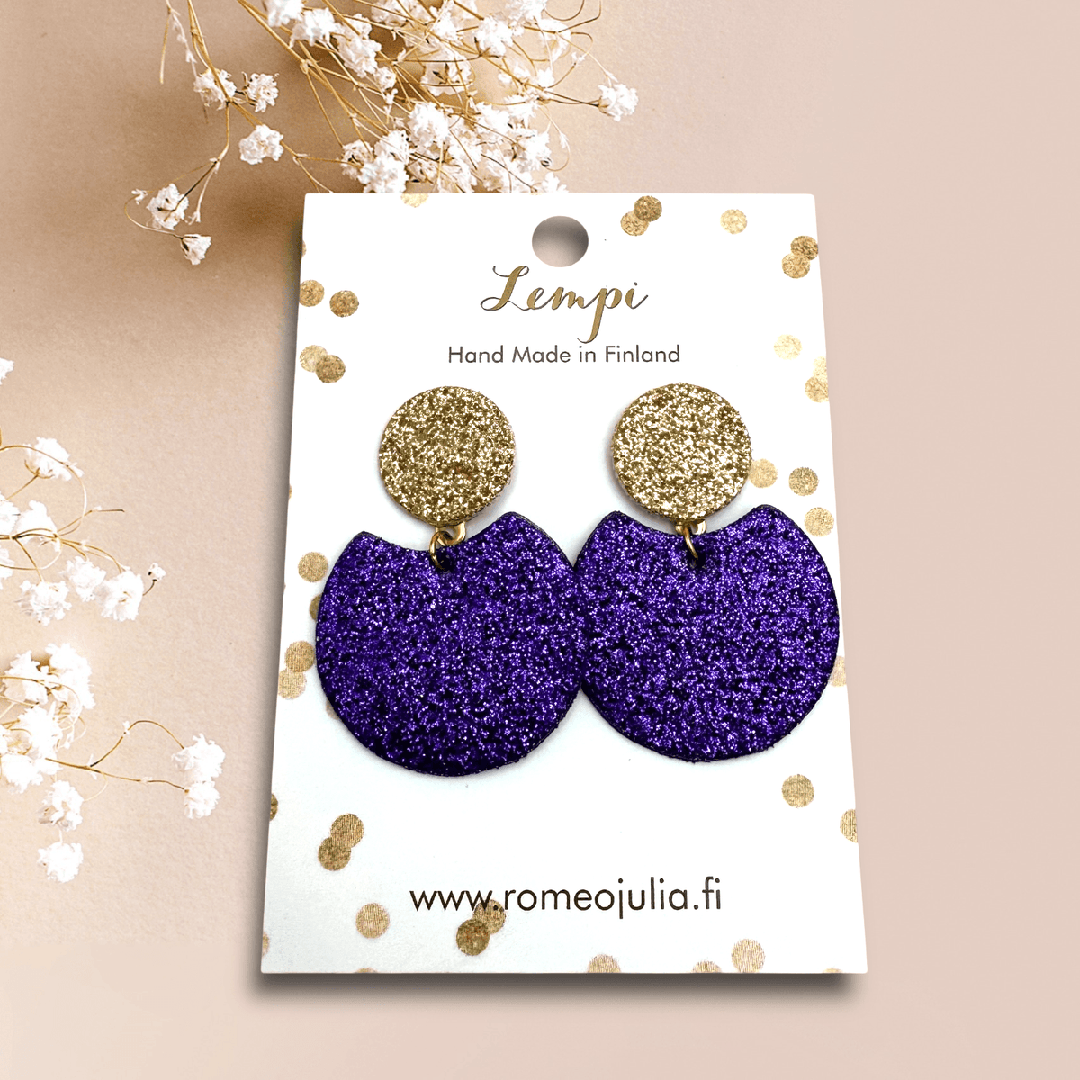 LEMPI®-korvakorut, Tilda -koko S (glitter violetti - glitter kulta)