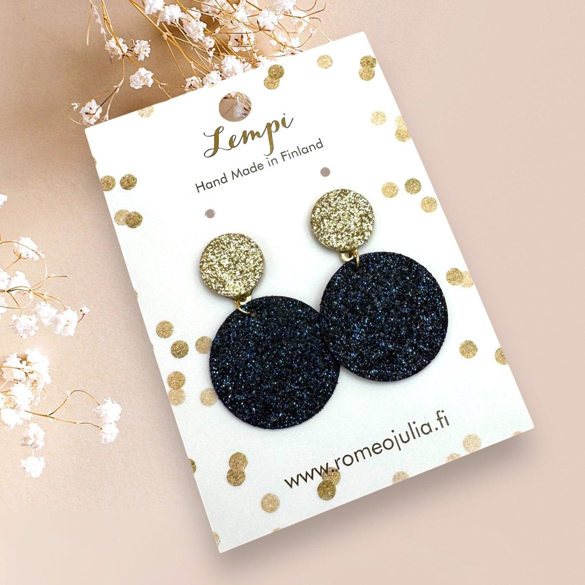 LEMPI® earrings, Seela (midnight blue glitter)