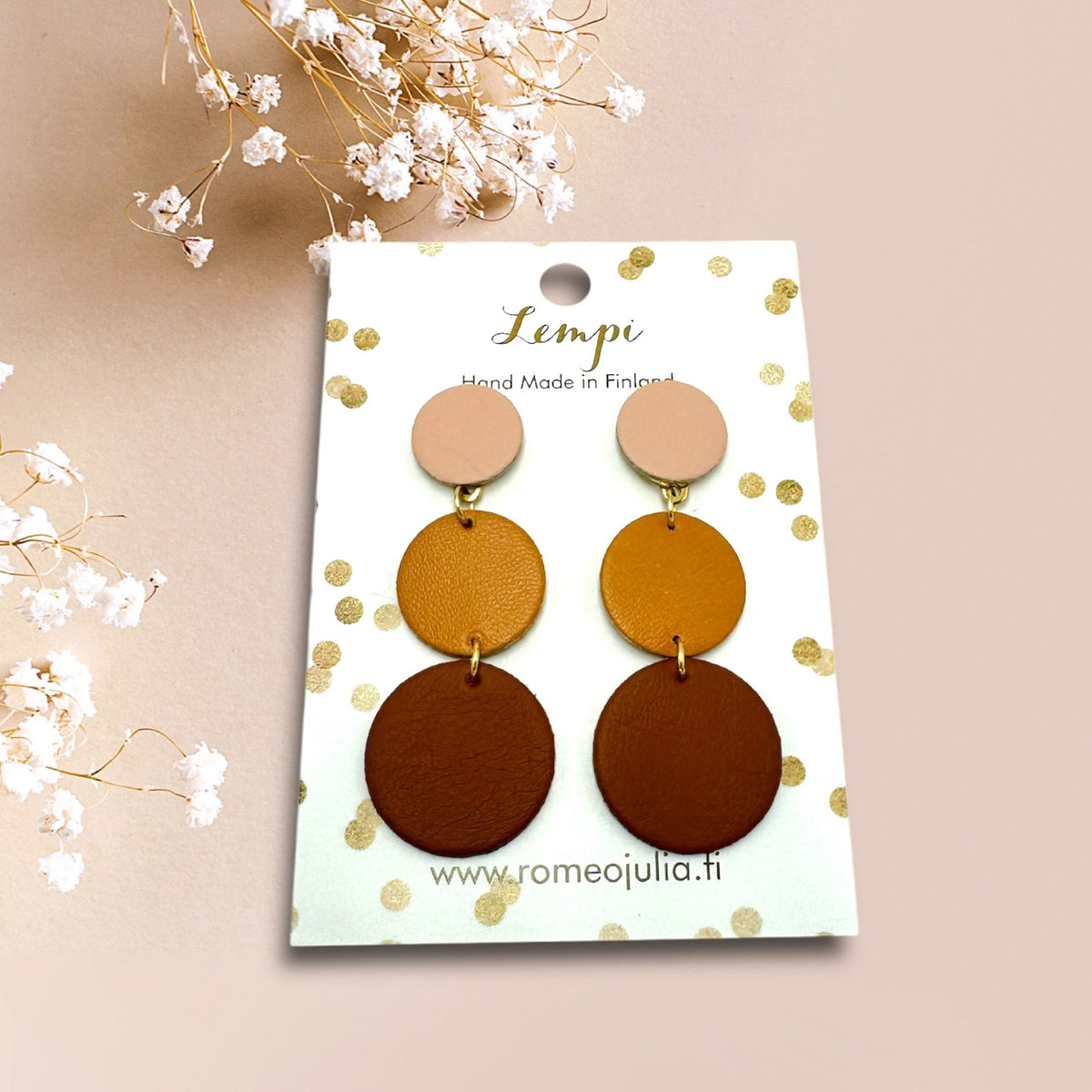 LEMPI® earrings, Ilona (toffee biscuit)