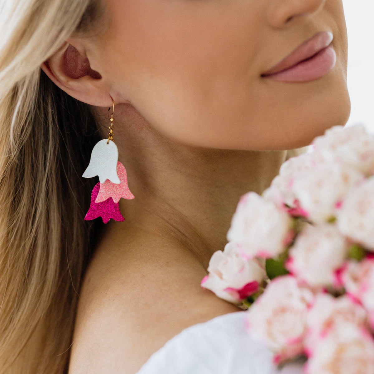 LEMPI® Earrings, Summer Meadow (white-pink-fuchsia)