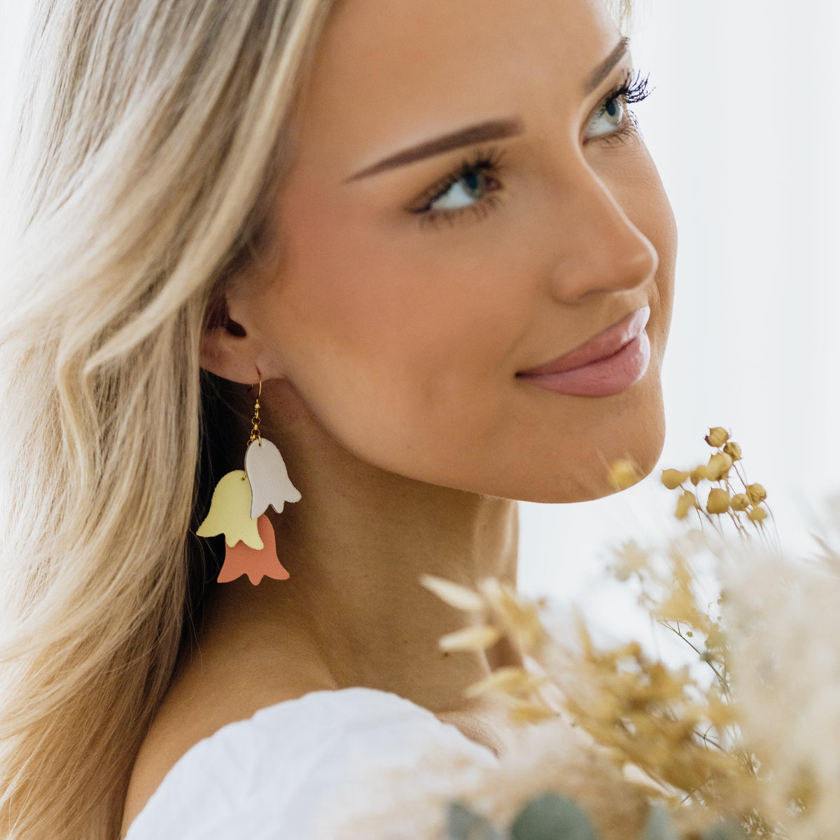 LEMPI® Earrings, Summer Meadow (white-light yellow-light pink)