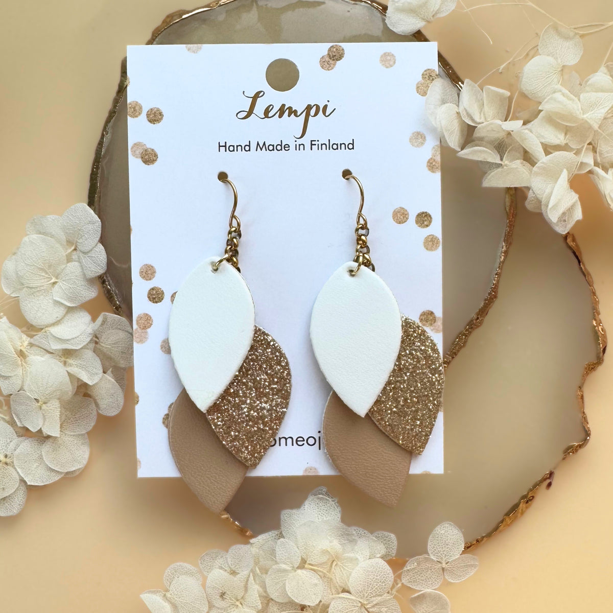 LEMPI® earrings, Little Grain (glitter latte)