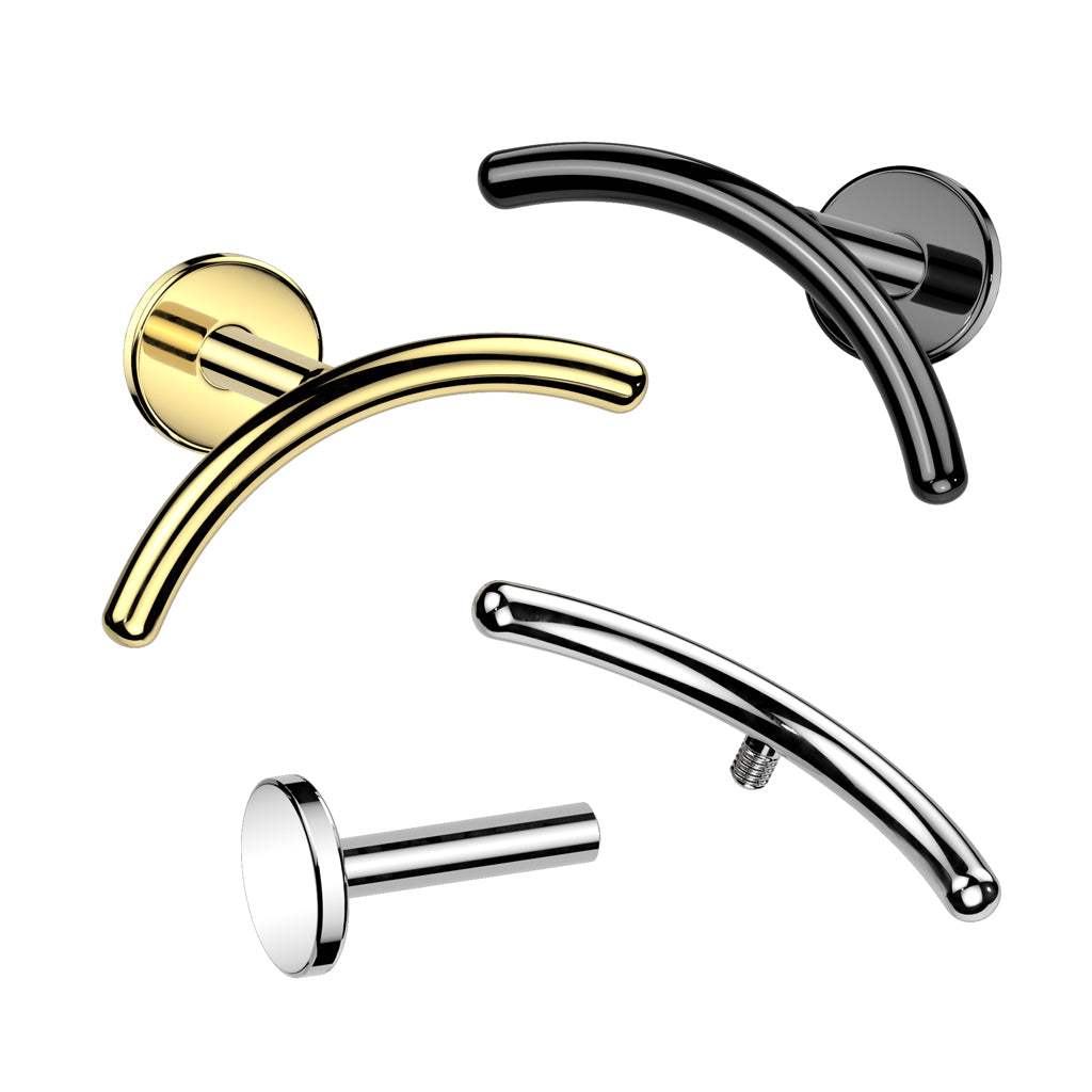 Labret 1,2mm, Titanium Arc Line – minimalistinen kaareva titaanikoru (kulta)