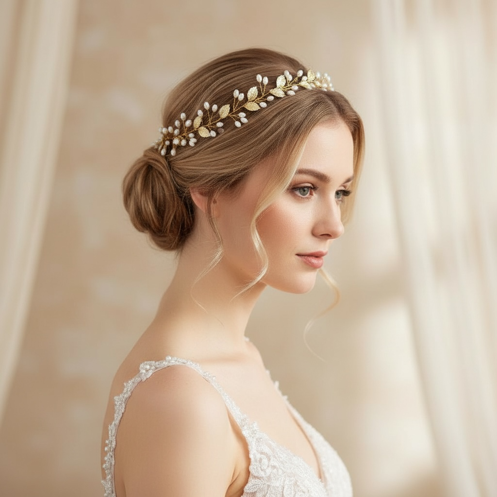 Hair ornament, vine/ROMANCE, Gold Leafs Headpiece