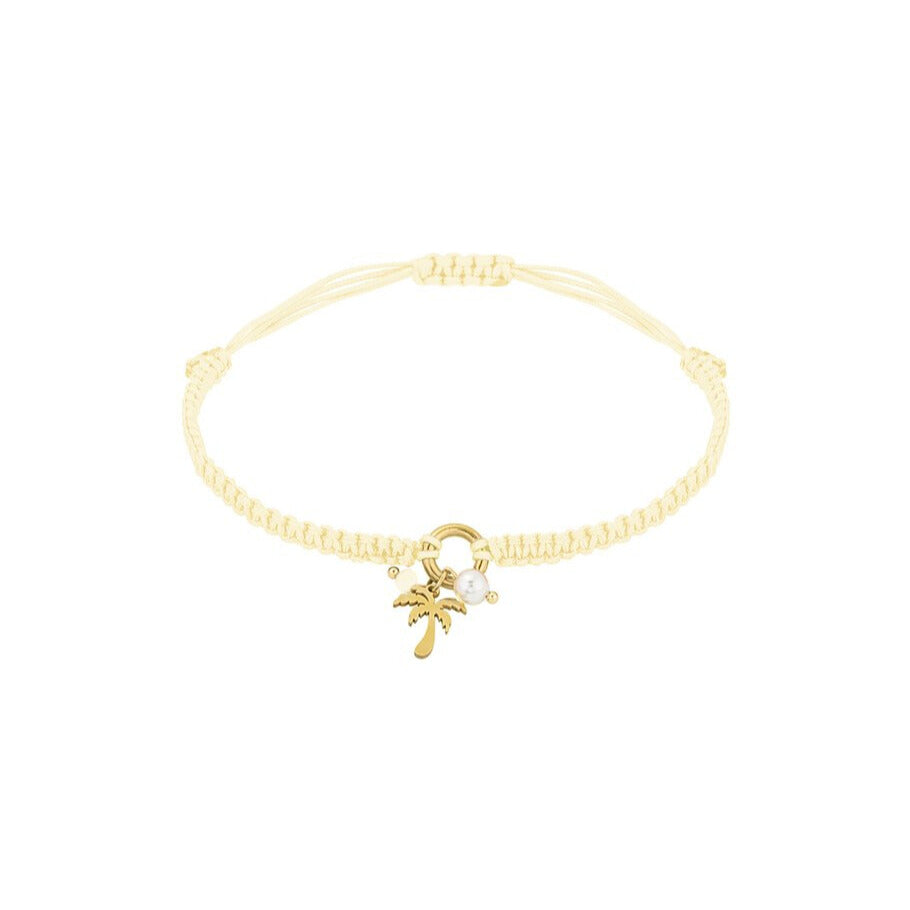 FRENCH RIVIERA | Palm Candy – ribbon bracelet with palm mascot (cream) 