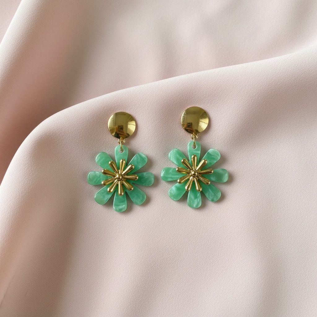 FRENCH RIVIERA | Mint Bloom – kukkakorvakorut (minttu)